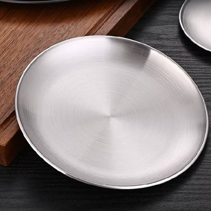 Stainless Steel Dinner Plates 8 Piece Set 20cm Round Plates Durable