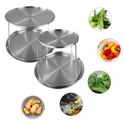 Stainless Steel Dessert Display Stand 2 Tier Serving Tray Set Party Catering