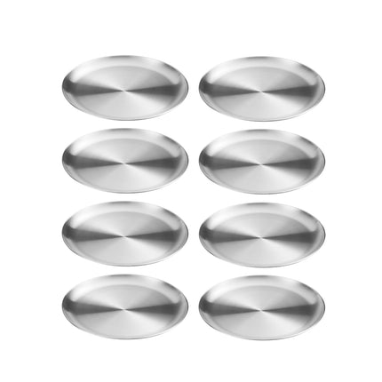 Stainless Steel Dinner Plates 8 Piece Set 20cm Round Plates Durable