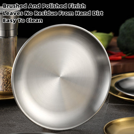Stainless Steel Dinner Plates 8 Piece Set 20cm Round Plates Durable