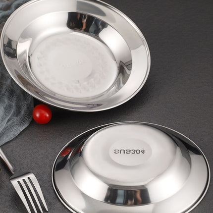 8PCS Stainless Steel Dinner Plates 8.66in Round Food Grade Tableware Durable