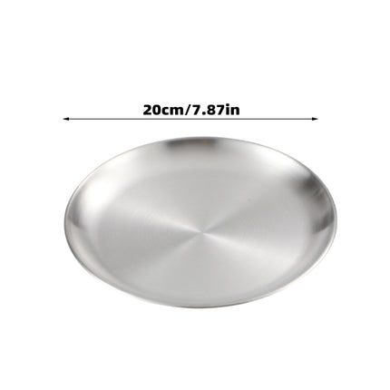 Stainless Steel Dinner Plates 8 Piece Set 20cm Round Plates Durable
