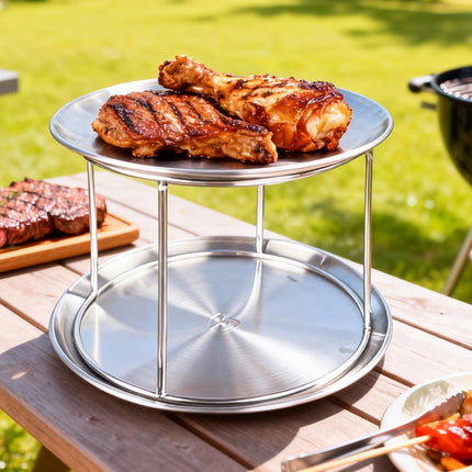 Stainless Steel Dessert Display Stand 2 Tier Serving Tray Set Party Catering