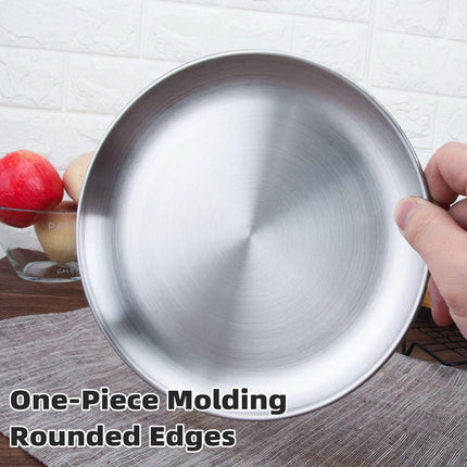 Stainless Steel Dinner Plates 8 Piece Set 20cm Round Plates Durable