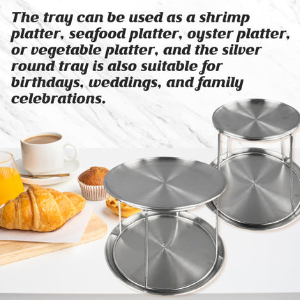 Stainless Steel Dessert Display Stand 2 Tier Serving Tray Set Party Catering