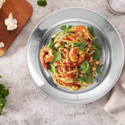 8PCS Stainless Steel Dinner Plates 8.66in Round Food Grade Tableware Durable