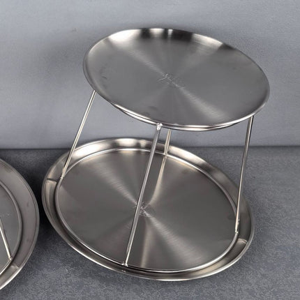 Stainless Steel Dessert Display Stand 2 Tier Serving Tray Set Party Catering