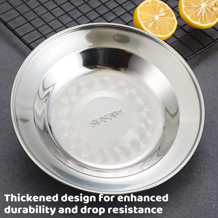 8PCS Stainless Steel Dinner Plates 8.66in Round Food Grade Tableware Durable