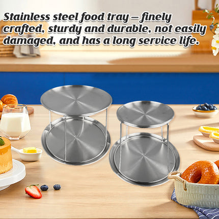 Stainless Steel Dessert Display Stand 2 Tier Serving Tray Set Party Catering