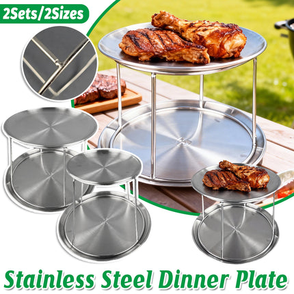 Stainless Steel Dessert Display Stand 2 Tier Serving Tray Set Party Catering