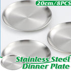 Stainless Steel Dinner Plates 8 Piece Set 20cm Round Plates Durable