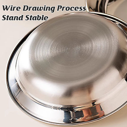 8PCS Stainless Steel Round Plate Cute Cartoon Dinnerware 2 Sizes