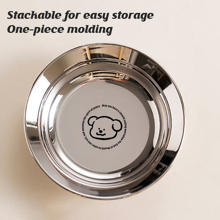 8PCS Stainless Steel Round Plate Cute Cartoon Dinnerware 2 Sizes