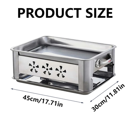 Stainless Steel Fish Grill Barbecue Pan with Dual Fuel Heating Trays