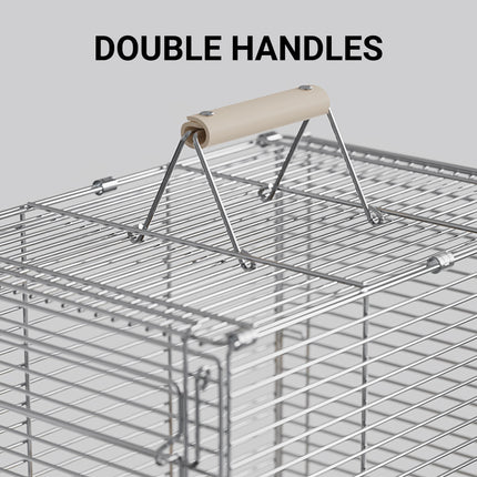 Folding Stainless Steel Bird Cage Travel Carry Parrot Budgie Parrot Cage