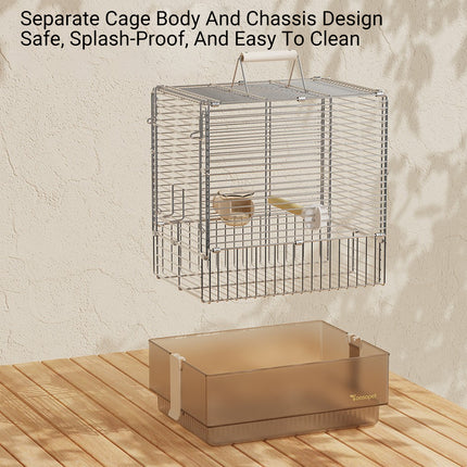 Folding Stainless Steel Bird Cage Travel Carry Parrot Budgie Parrot Cage
