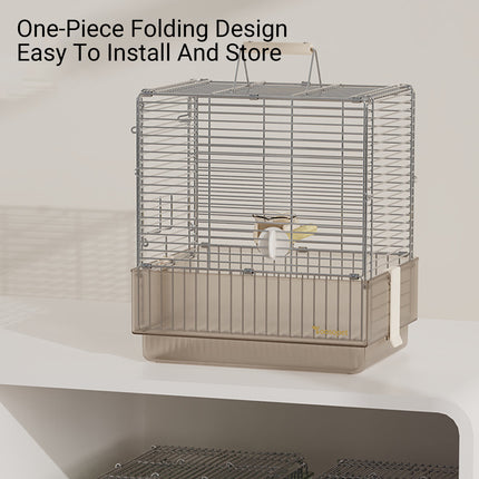 Folding Stainless Steel Bird Cage Travel Carry Parrot Budgie Parrot Cage