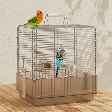 Folding Stainless Steel Bird Cage Travel Carry Parrot Budgie Parrot Cage