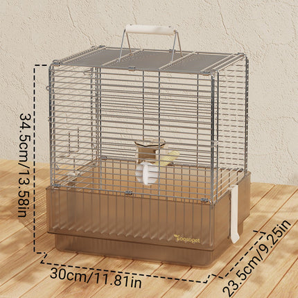 Folding Stainless Steel Bird Cage Travel Carry Parrot Budgie Parrot Cage