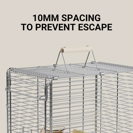 Folding Stainless Steel Bird Cage Travel Carry Parrot Budgie Parrot Cage