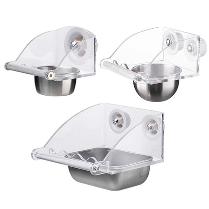 Parrot Stainless Steel Food Bowl Bird Feeder Cage Hanging Dish for Pet Birds