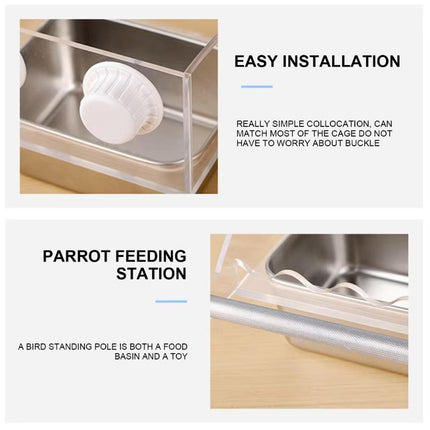 Parrot Stainless Steel Food Bowl Bird Feeder Cage Hanging Dish for Pet Birds