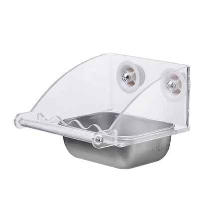 Parrot Stainless Steel Food Bowl Bird Feeder Cage Hanging Dish for Pet Birds