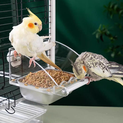 Parrot Stainless Steel Food Bowl Bird Feeder Cage Hanging Dish for Pet Birds
