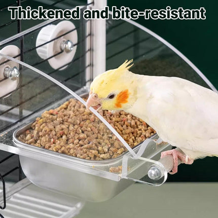 Parrot Stainless Steel Food Bowl Bird Feeder Cage Hanging Dish for Pet Birds
