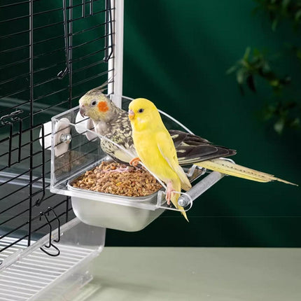Parrot Stainless Steel Food Bowl Bird Feeder Cage Hanging Dish for Pet Birds