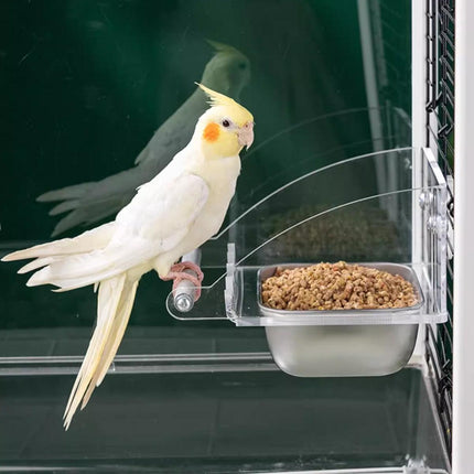 Parrot Stainless Steel Food Bowl Bird Feeder Cage Hanging Dish for Pet Birds