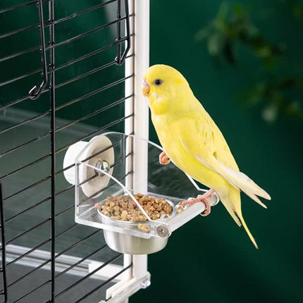 Parrot Stainless Steel Food Bowl Bird Feeder Cage Hanging Dish for Pet Birds
