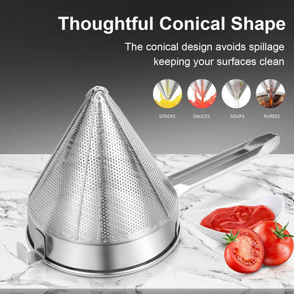 Stainless Steel Cone Mesh Strainer L Hook 21.5cm