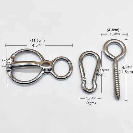 Stainless Steel Horse Tie Ring 3 Piece Set with Snap Hook and Eye Bolt Screw