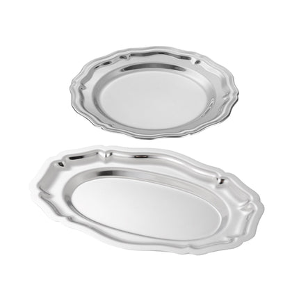 2PCS Stainless Steel Lace Dessert Plate 2 Sizes for Home Party Decor