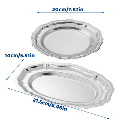 2PCS Stainless Steel Lace Dessert Plate 2 Sizes for Home Party Decor
