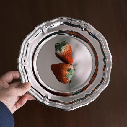 2PCS Stainless Steel Lace Dessert Plate 2 Sizes for Home Party Decor