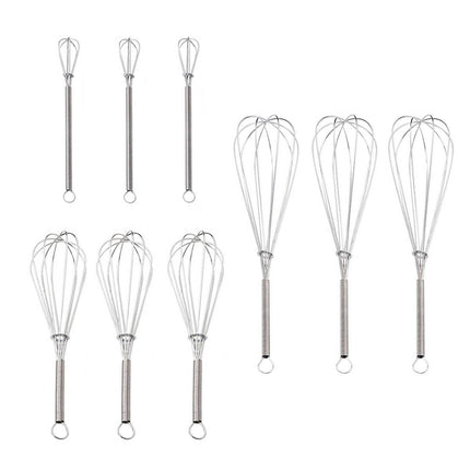 Stainless Steel Spring Whisk Set 9pcs Three Sizes