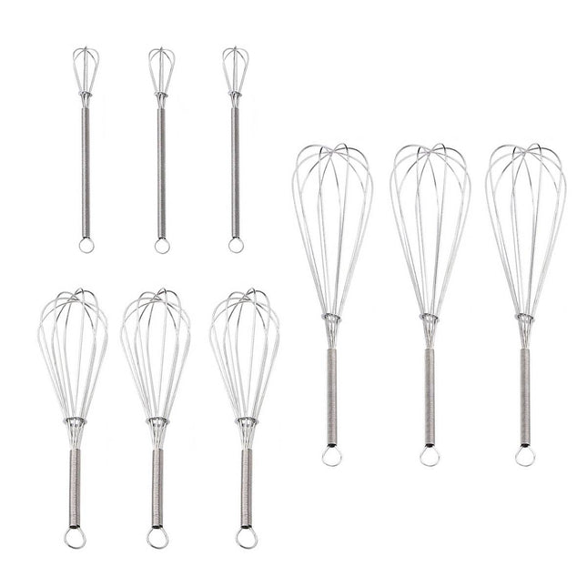 Stainless Steel Spring Whisk Set 9pcs Three Sizes