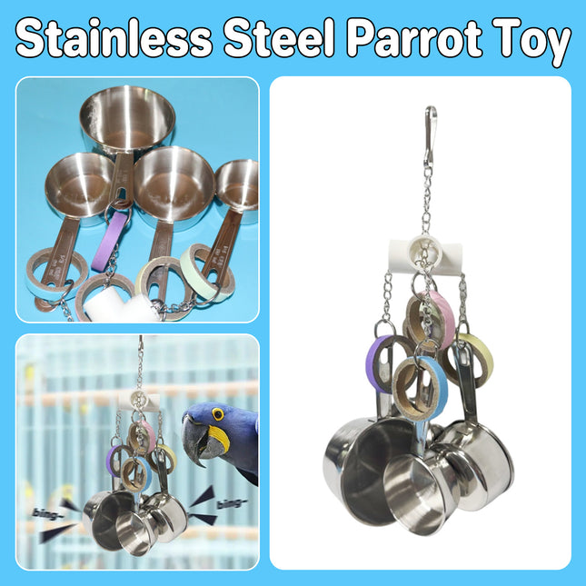 Parrot Toy Stainless Steel Bell Paper Ring Colorful Cage Decoration Accessories