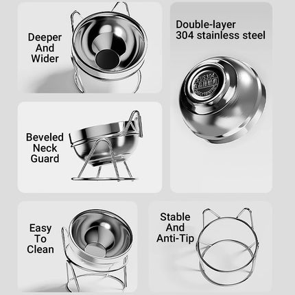 Stainless Steel Pet Food Bowl Non Slip Rust Resistant for Pet Food Water Feeding