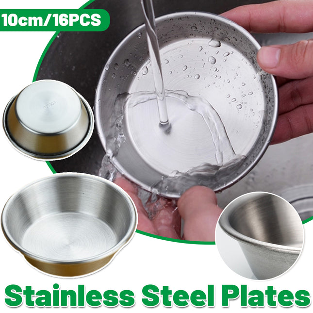 16PCS Stainless Steel Dip Dishes 10cm Small Bowls Condiment for Sushi Party