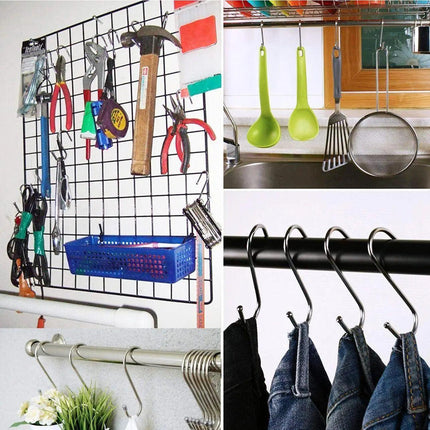 Stainless Steel S Shape Hooks Kitchen Hanger Rack Clothes Hanging Plant Holders - Aimall