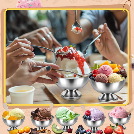 8PCS Stainless Steel Dessert Cups Salad Cup Ice Cream Shot Glass for Party Decor