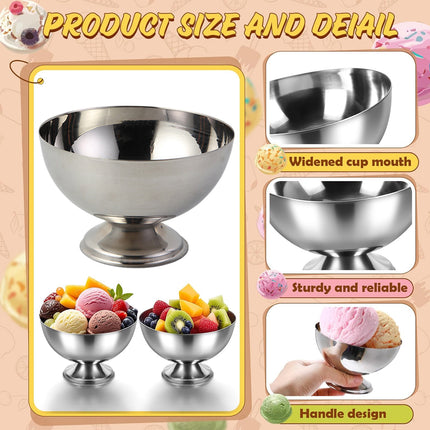8PCS Stainless Steel Dessert Cups Salad Cup Ice Cream Shot Glass for Party Decor