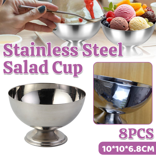 8PCS Stainless Steel Dessert Cups Salad Cup Ice Cream Shot Glass for Party Decor