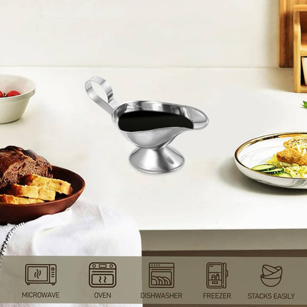 Stainless Steel Gravy Sauce Boats 5oz 6 Pack