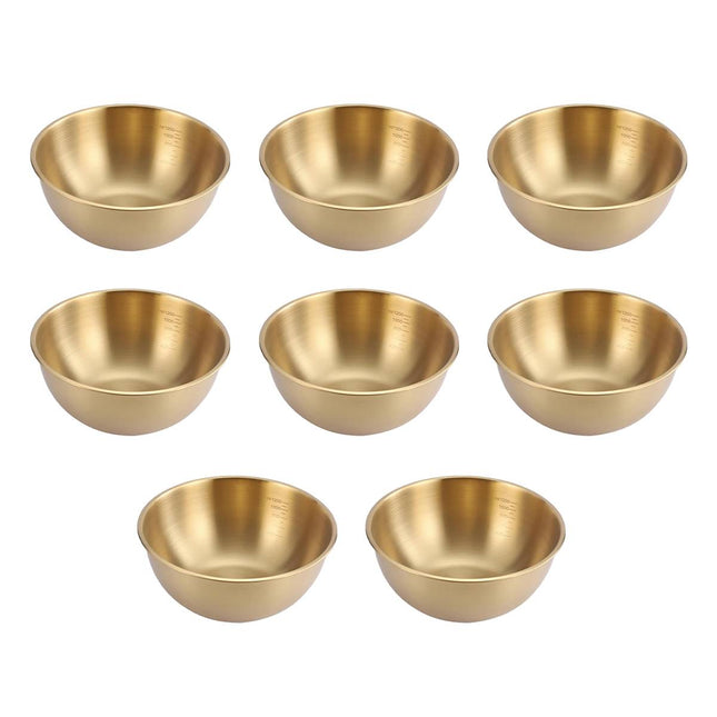 Stainless Steel Mixing Bowl Set 8 Pieces Gold 1200ml Salad Noodle Serving Bowls