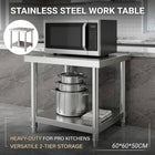 Stainless Steel Work Table 60x60x50cm 2 Tier
