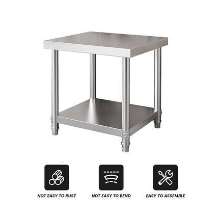 Stainless Steel Work Table 60x60x50cm 2 Tier